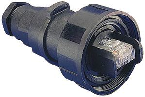 8-Pos Shielded Ethernet Plug, 1.5A, 30VDC, IP68, Gold Bronze