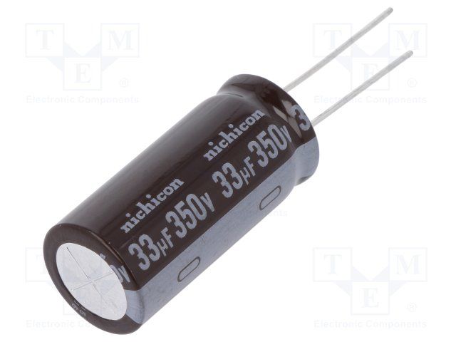 33uF 350V Aluminum Electrolytic Capacitor, Radial, 105C