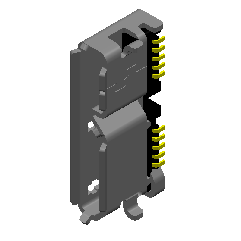 10 Pos Receptacle, Right Angle, 5Gbps, 1A, 30V, SMT Connector