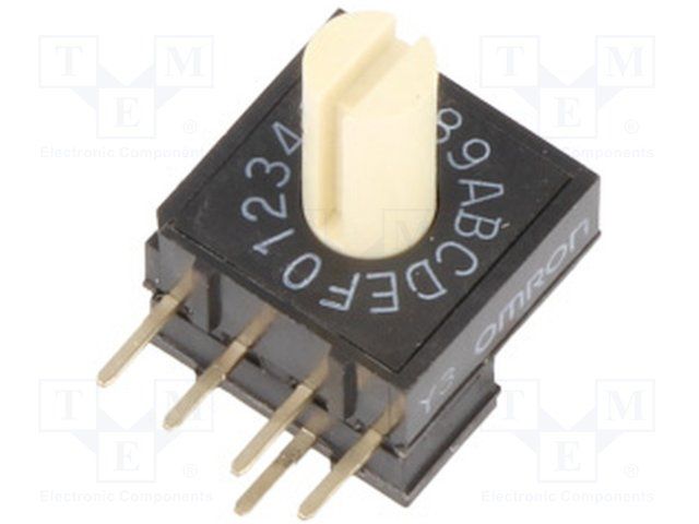 16-Pos Rotary DIP Switch, SP16T, 24VDC, 25mA, Thru-Hole
