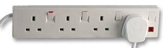 EXTENSION LEAD, 4GANG, IND SW, 5M