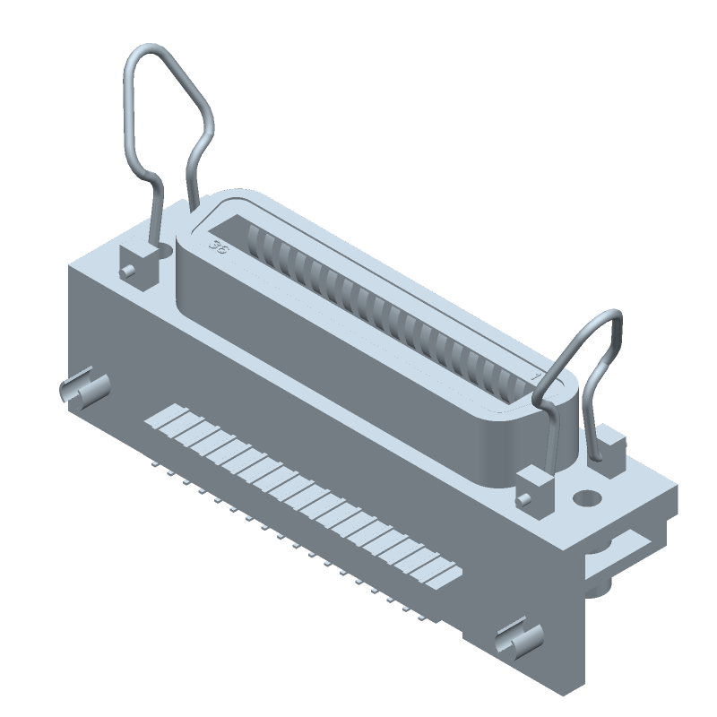 36 Pos Right Angle Shielded RCPT, Copper Alloy, Gold/Tin Plating