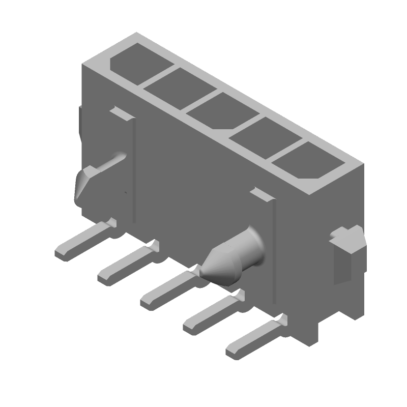 5 Pos 5A Wire-to-Board Rectangular Connector, Right Angle, Tin, Nylon