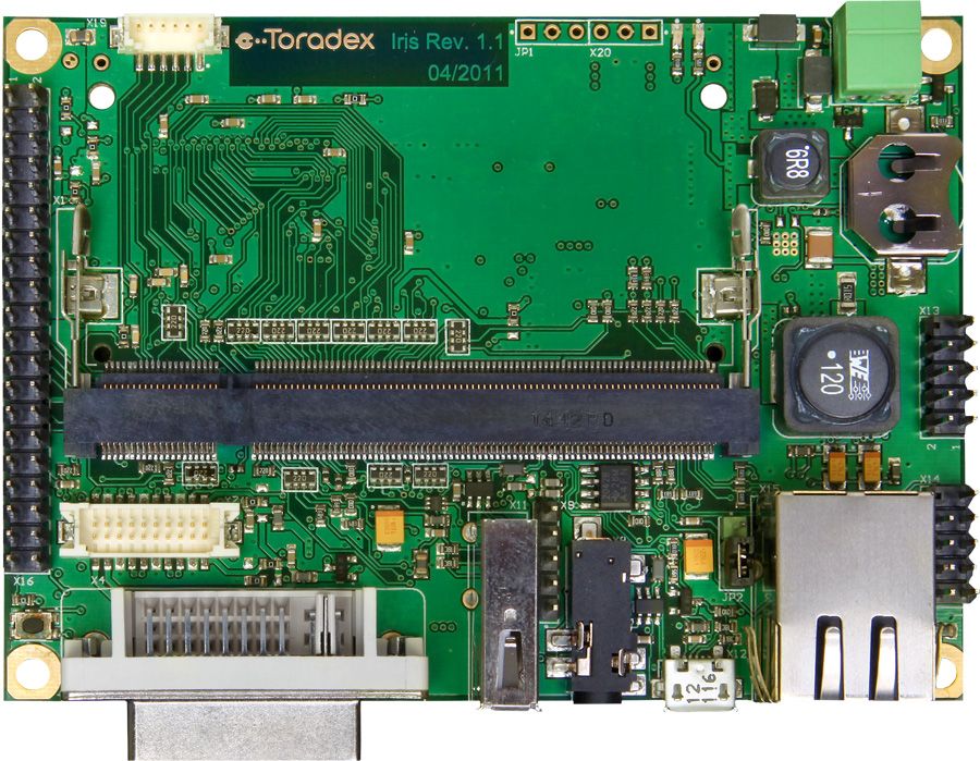 Iris is a compact carrier board for the Colibri family of computer-on-modules. Iris supports all modules in the Colibri product family, and includes support for the additional/enhanced functionality on the Colibri T20 and T30 products.
