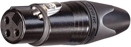 3 Pin Female XLR Power Connector, 16A, 50V, Solder, Metal, Black