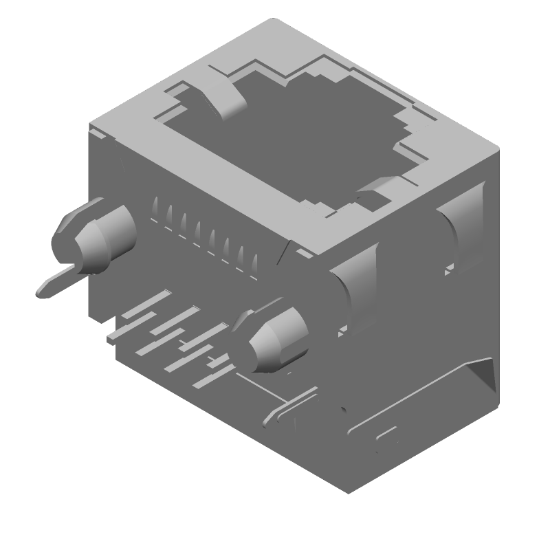 8 Pos RJ45 Jack, Female, Right Angle, Shielded, Solder