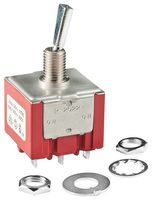 Switch Toggle ON None ON DPDT Flat Lever Solder Lug 10A 250VAC Panel Mount with Threads