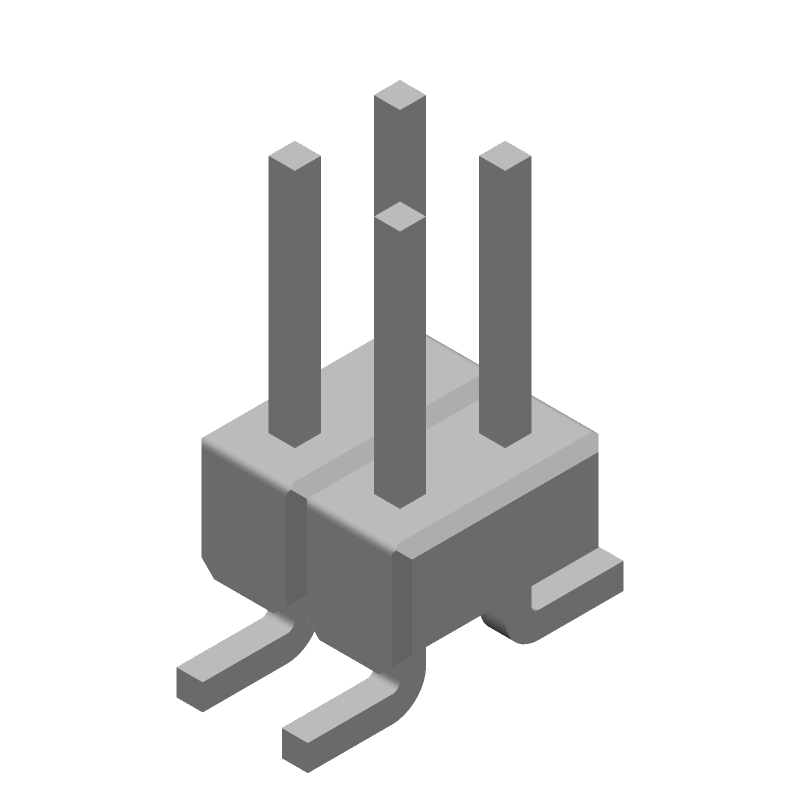 4 Pos 2.54mm Header HDR, Male Pin, Gold/Pd, 3A, 250V, SMD