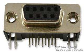 D-Subminiature Connector, 9 Pos, Female, Right Angle, Solder, 2.77mm Pitch