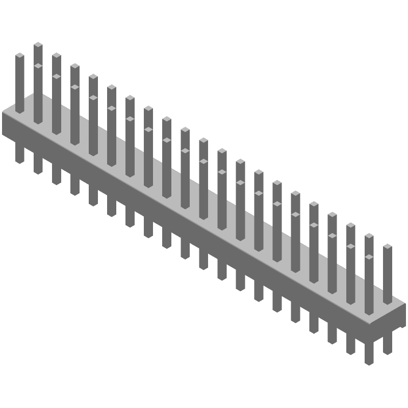40 Pos 2.54mm Straight Header, 5A, Tin, Male, PBT, Green