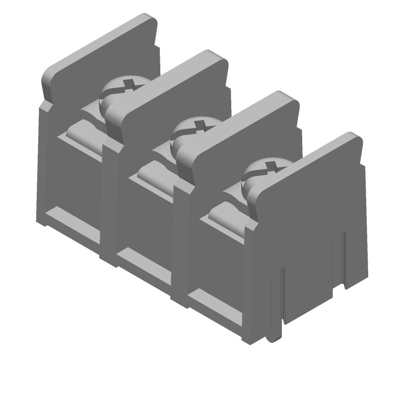 3 Pos Terminal Block, 15A, 300V, Solder, Thru-Hole