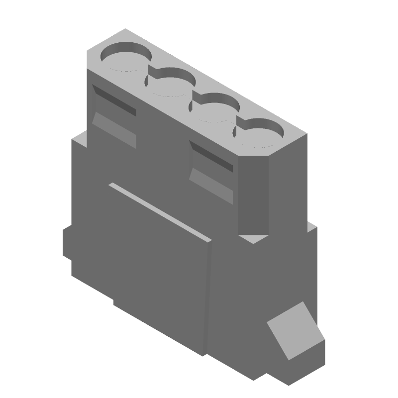 4 Pos Rectangular Connector Plug Housing, White Nylon, 250V