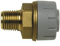 Polyplumb PVC & ABS Push Fit Fitting Brass Straight Adapter, 15mm od x1/2 in BSP