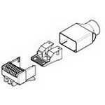 Modular RJ45 Plug, Cat5, Shielded, 8 Pos, 8 Contacts, Gold Plated Brass