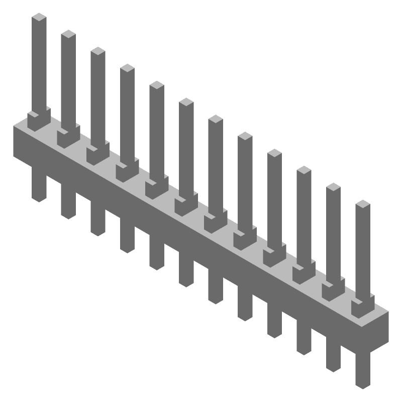 12 Pos 2.54mm Pitch Straight Header, Male Pin, Gold Plated