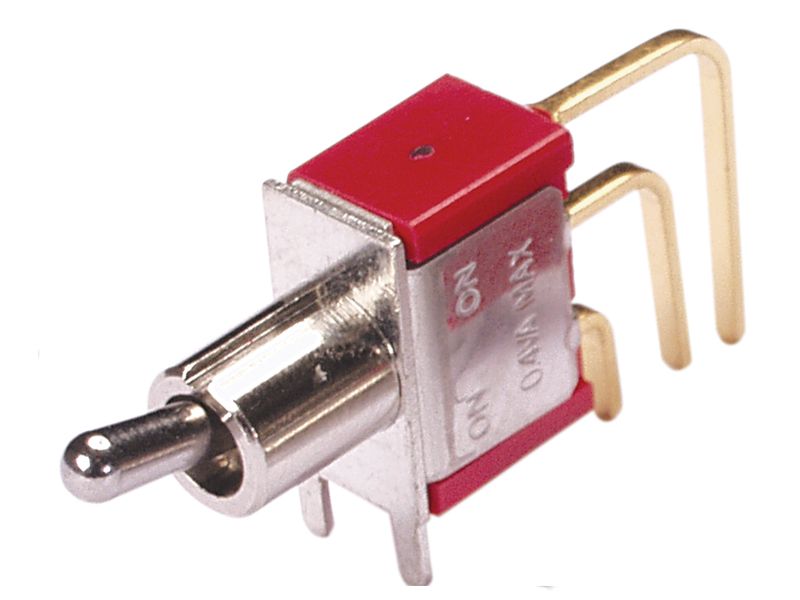 Switch Toggle ON OFF (ON) DPDT Round Lever PC Pins 20VAC 20VDC 0.4VA PC Mount with Bracket