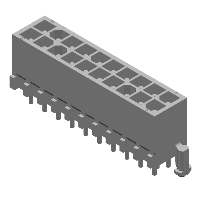 20 Pos Power Connector, Wire-to-Board, 9.5A, 600V, Tin, Male, TH