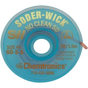 CHEMTRONICS 60-5-5 BRAID, DESOLDERING, NO CLEAN SD, 5FT