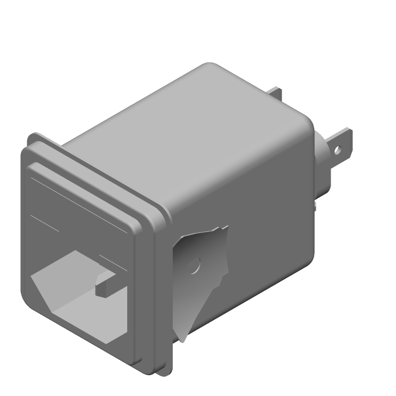 3-Pos 10A 250V AC/DC Male Power Connector, 100nF, Fuse