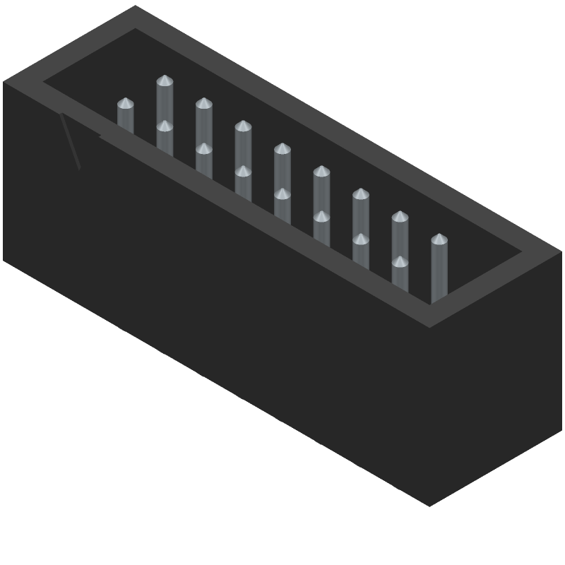 16 Pos 2 Row Header, 0.1" Pitch, Solder, Male, Straight, 1.75A, 1400VAC