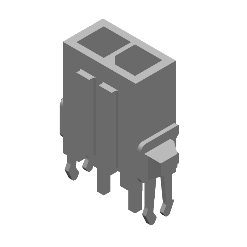 2 Pos Male Pin Connector, 5A, 250V, Wire-to-Board, Gold/Tin