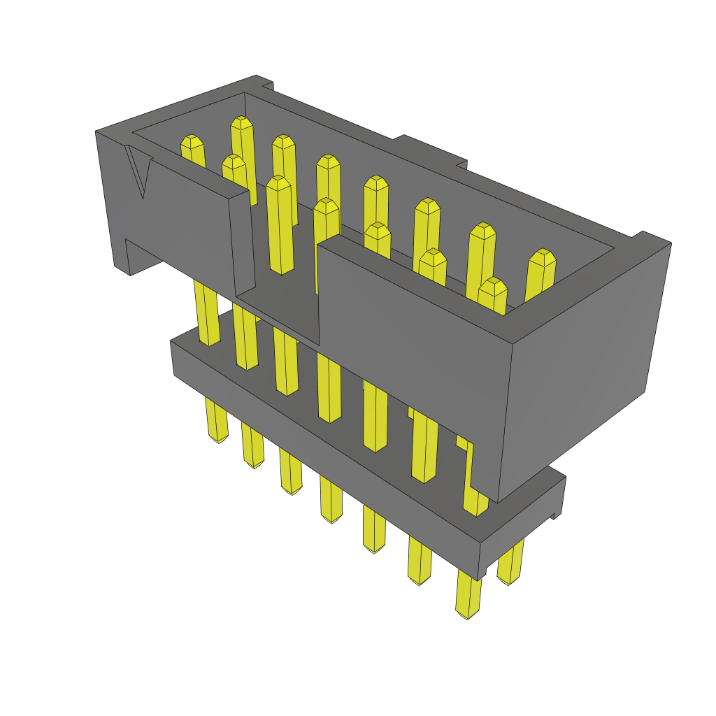 14-Contact Elevated Shrouded Header, 2-Row, 2mm Pitch, Through Hole Mount