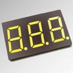 0.8 TRIPLE DIGIT SEGMENT,LED DISPLAY, 635nm RED CHIPS , GRAY FACE WITH WHITE SEGMENTS, COMMON ANODE, RIGHT DECIMAL PLACES.