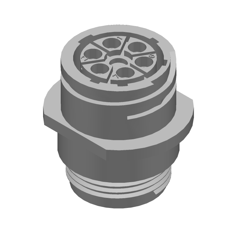 Female Circular Receptacle, 7 Pos, Crimp, 250V, IP65, Black