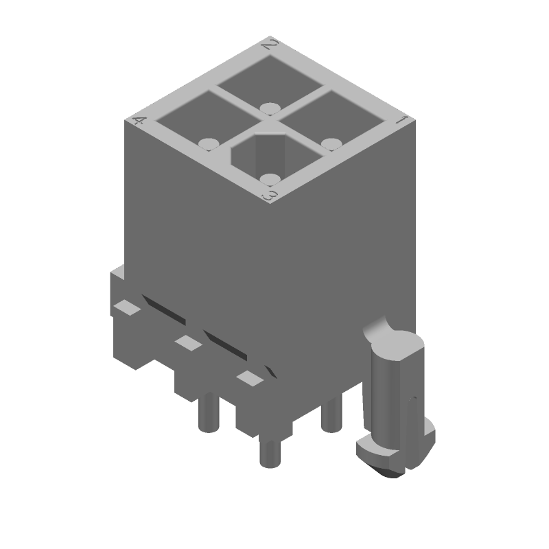 4 Pos Power Connector, 9.5A, 600V, Straight, Solder, Thru-Hole