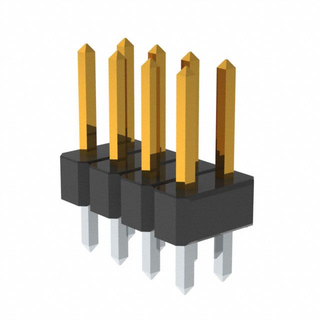 8 Pos 2.54mm Header, Male Pin, Gold Plated, Thru-Hole