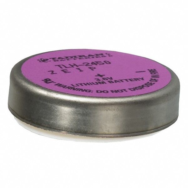 3.6V 550mAh Lithium Primary Coin Battery, Through Hole