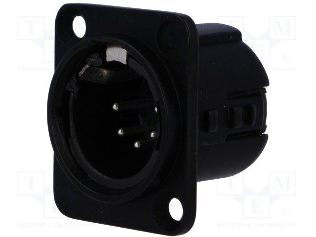 5-Pole Female XLR Panel Mount Connector, 7.5A, 250V