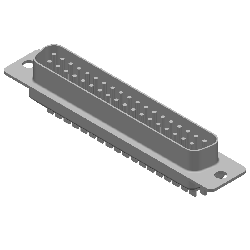 D-Sub Connector, 37 Pos, Male, Solder Cup, Straight, Shielded
