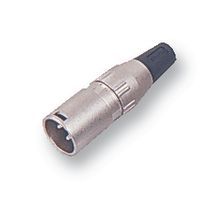 3 Pole XLR Male Plug, 16A, 250V, Solder, Metal, Silver