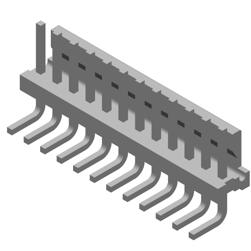 12P MTA-156 Header, 7A, 600V, Right Angle, Through Hole