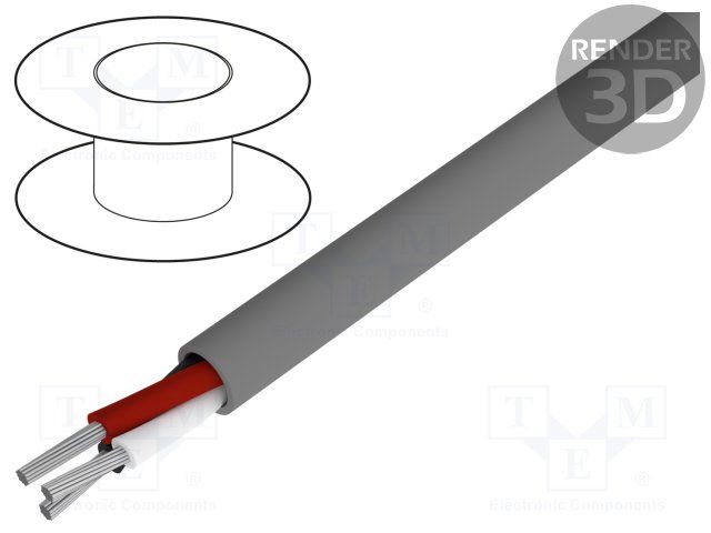 16AWG 3C Multi-Conductor Cable, 300V, PVC, Unshielded, 100ft