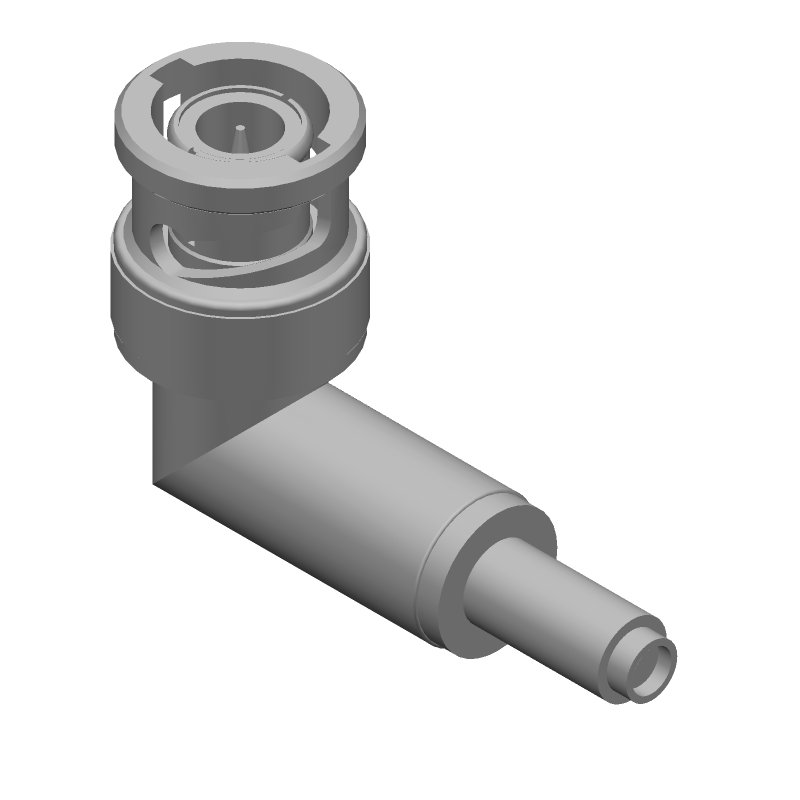 RF Connector: BNC Right Angle Plug, 4GHz, 50 Ohm, Crimp