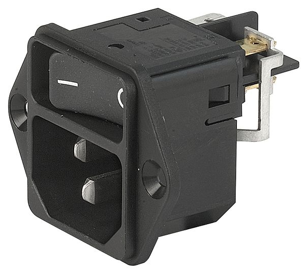 Filtered Power Entry Module, 1A, 250VAC, 3 Pos, 1 Port, ST