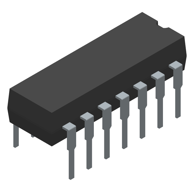 4-Ch NAND Gate IC, Schmitt Trigger, 2-6V, 4-Input, PDIP