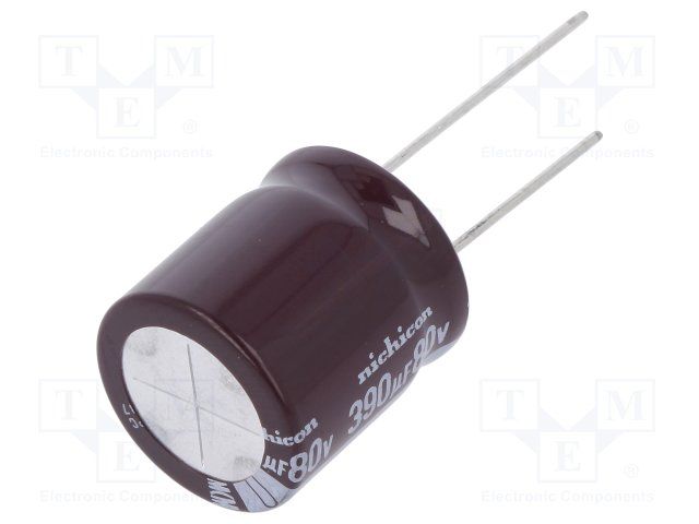 Cap Aluminum Lytic 390uF 80V 20% (18 X 20mm) Radial 7.5mm 908mA 5000h 105°C Bulk