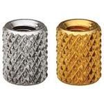 Inserts Round Knurled Plastic 4mm-LG 4.74mm-OD M3 X 0.5-THD Brass Plain