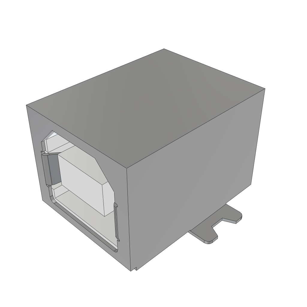 Conn USB 2.0 Type B F 4 POS 1.25mm Solder RA SMD 4 Terminal 1 Port Tray