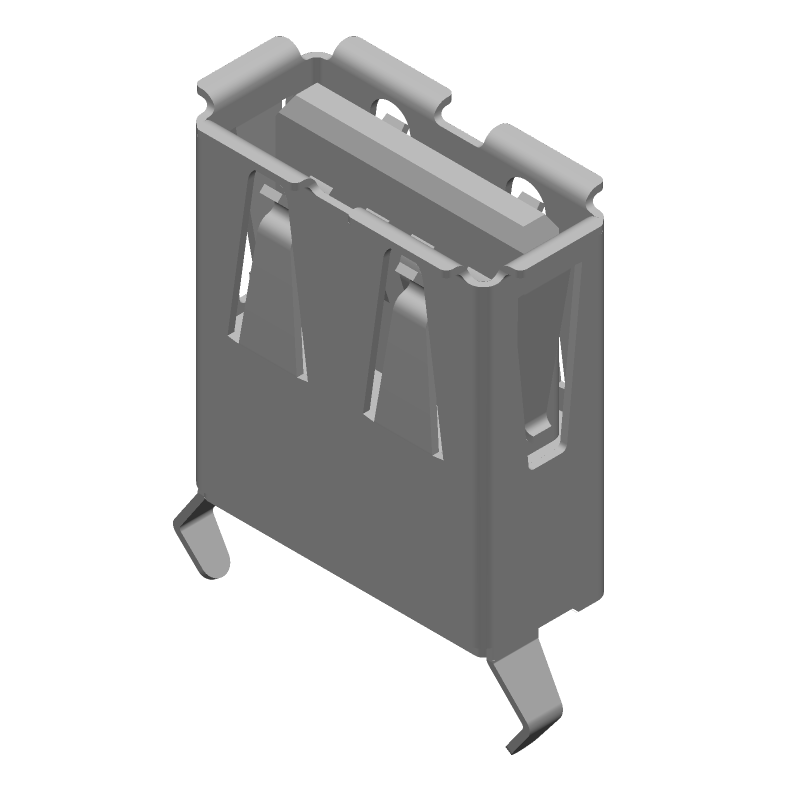 USB-A Receptacle, 4 Pos, 1A, Shielded, Thru-Hole