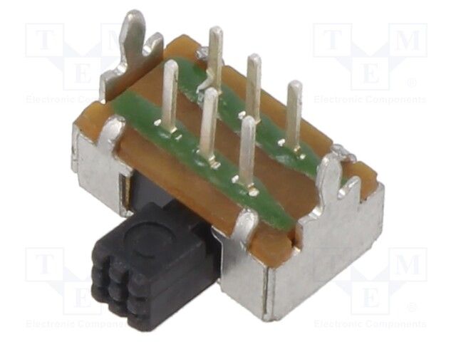 DPDT Slide Switch, 0.2A 30VDC, PC Pin, Right Angle