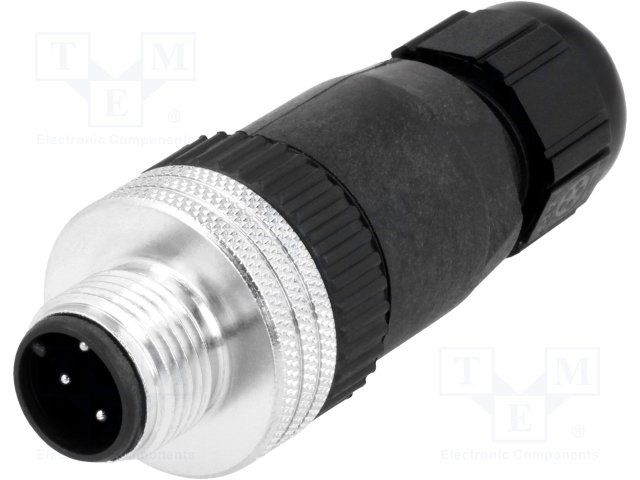 4-Pos Male Circular Connector, 4A, 250V AC, IP67, Straight