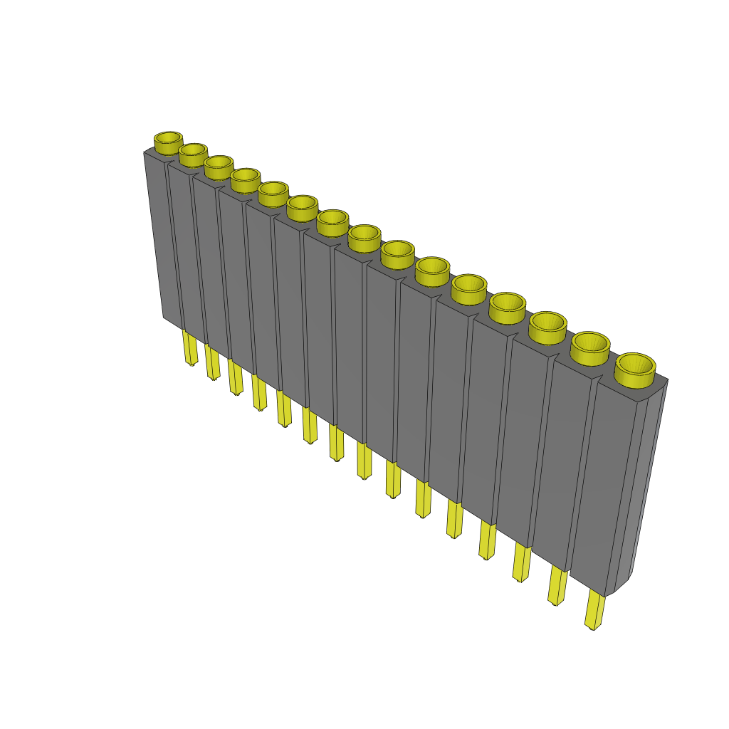 15-Contact SKT Socket Strip, 2.54mm Pitch, Through Hole Mount, -55 to 125°C