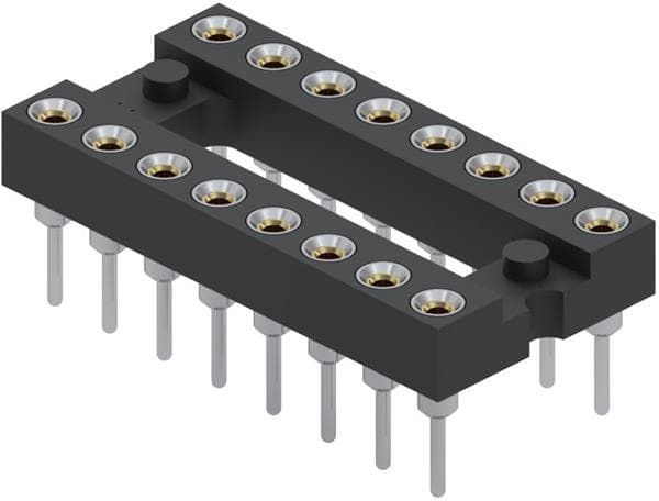 DIP16 Socket, 16 Pos, Gold Plated, 3A, 1kV, Through Hole