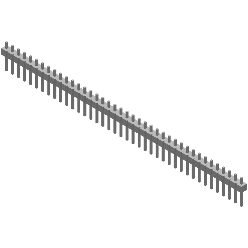 40 Pos 2.54mm Pitch Male Header, 3A, Straight, Through Hole