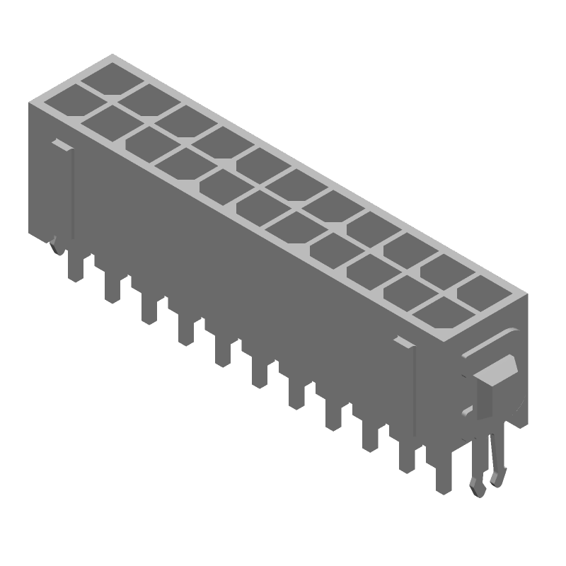 22 Pos Wire-to-Board Connector, 5A, Gold, Straight, Through Hole
