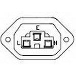 3-Pos 15A 250V AC Mains Power Receptacle Connector